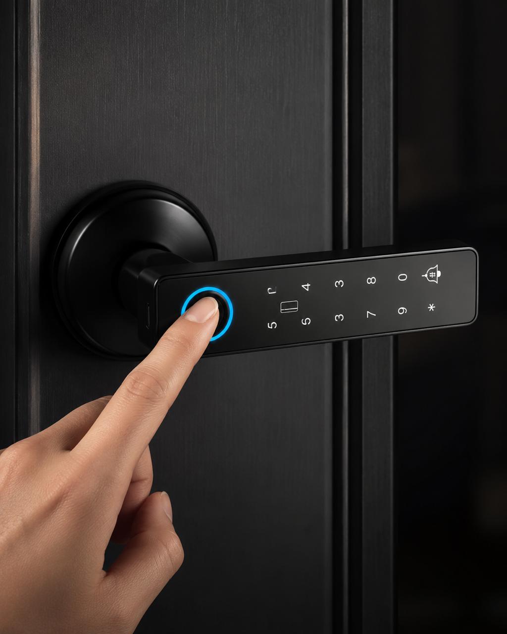 פתיחת דלת בטביעת אצבע עם מנעול SafeKey Pro